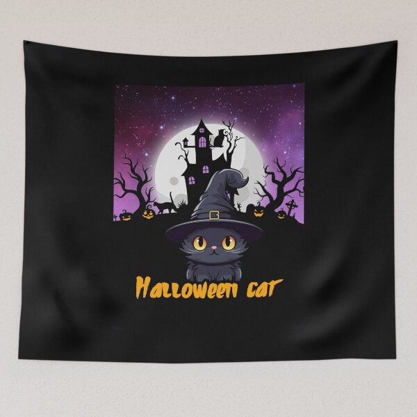 Item preview, Halloween Witchcat with hat designed and sold by CuteCatsCoffee.