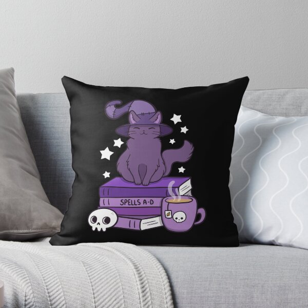 Feline Familiar 02 // Black Throw Pillow