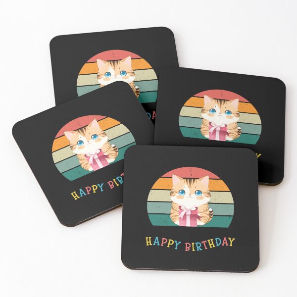 Artikelvorschau, Happy Birthday Retro Kitty  entworfen und verkauft von CuteCatsCoffee.