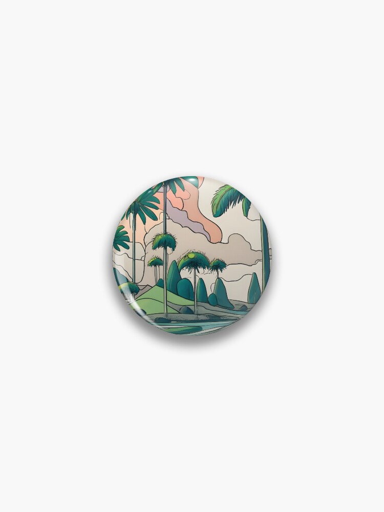 Thumbnail 1 of 3, Pin, Palm Landscape Ink Drawing designed and sold by Patricks-Art.