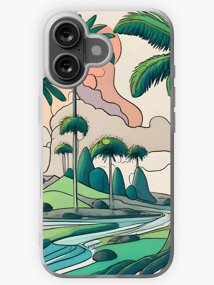 Thumbnail 1 of 5, iPhone Case, Palm Landscape Ink Drawing designed and sold by Patricks-Art.