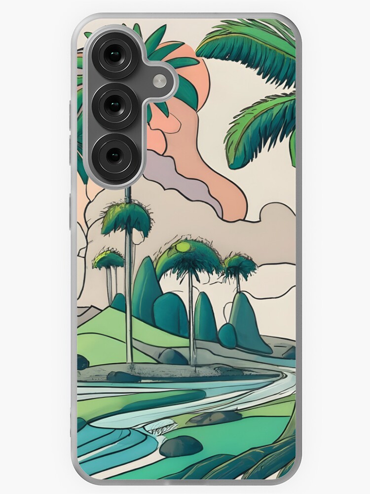 Thumbnail 1 of 4, Samsung Galaxy Phone Case, Palm Landscape Ink Drawing designed and sold by Patricks-Art.
