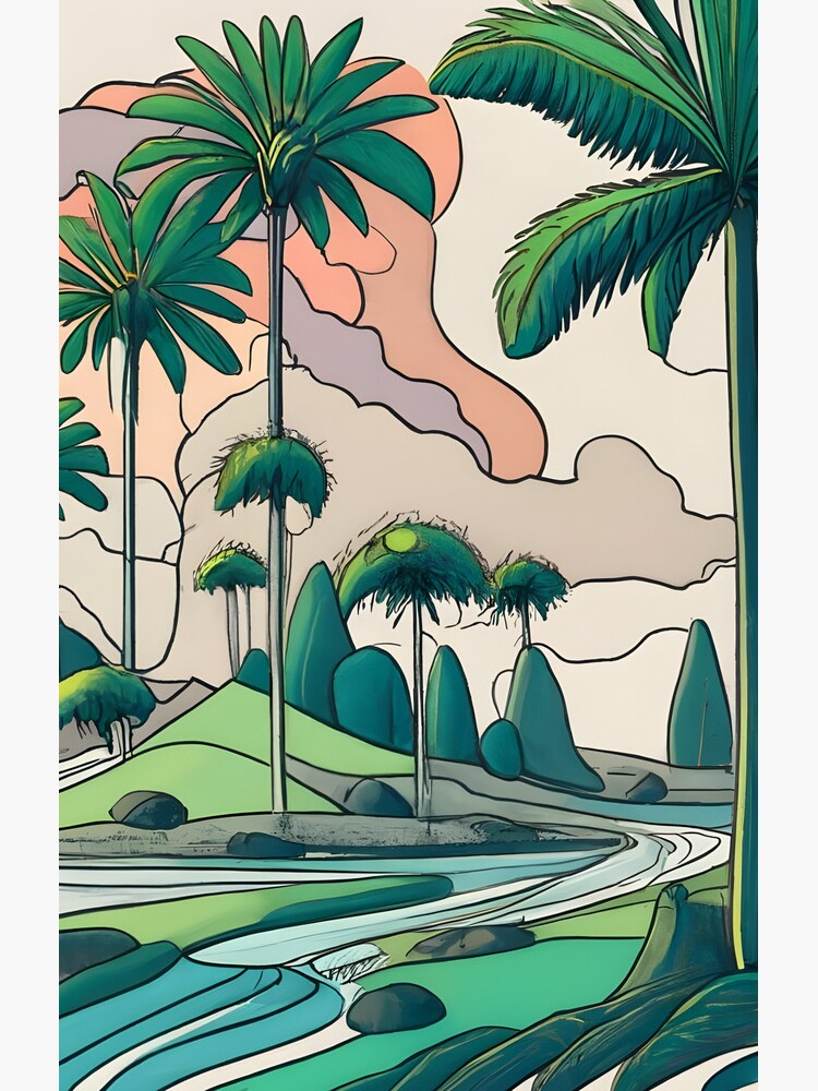 Thumbnail 4 of 4, Samsung Galaxy Phone Case, Palm Landscape Ink Drawing designed and sold by Patricks-Art.