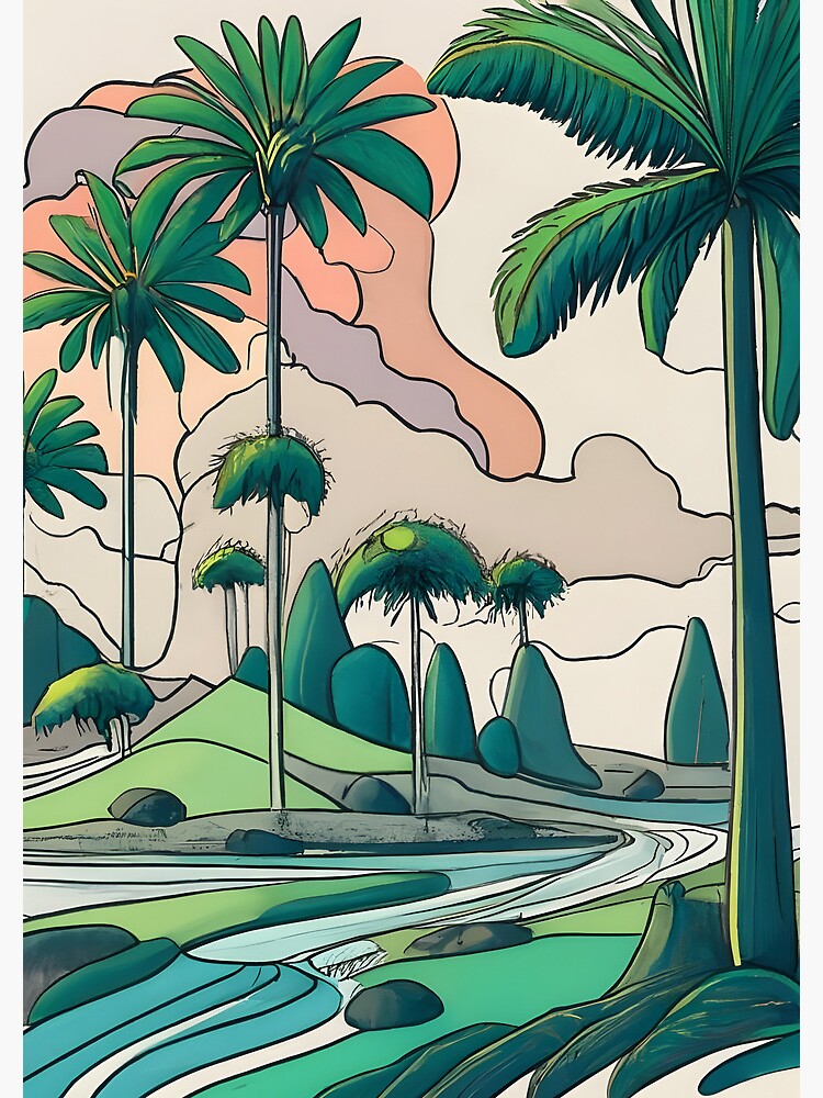 Thumbnail 3 of 3, Journal, Palm Landscape Ink Drawing designed and sold by Patricks-Art.