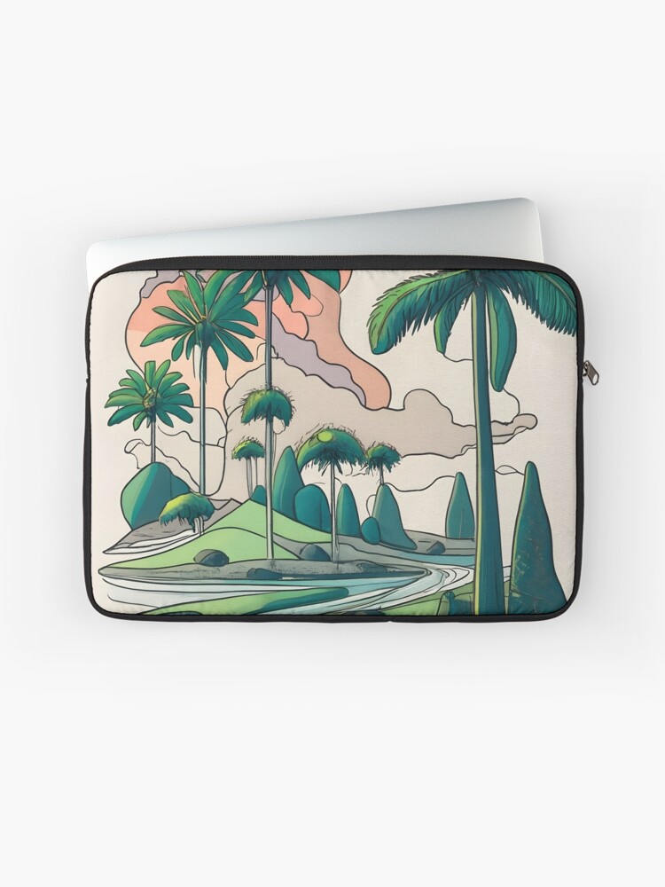Thumbnail 1 of 2, Laptop Sleeve, Palm Landscape Ink Drawing designed and sold by Patricks-Art.