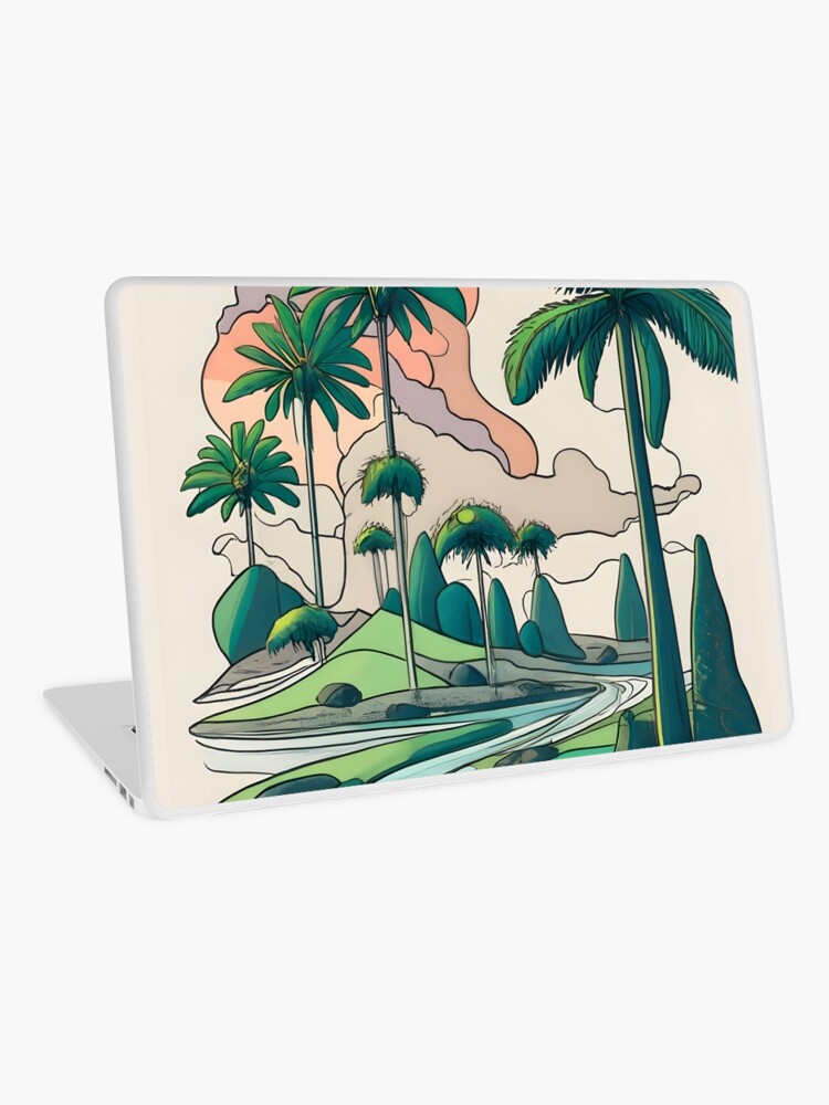 Thumbnail 1 of 2, Laptop Skin, Palm Landscape Ink Drawing designed and sold by Patricks-Art.