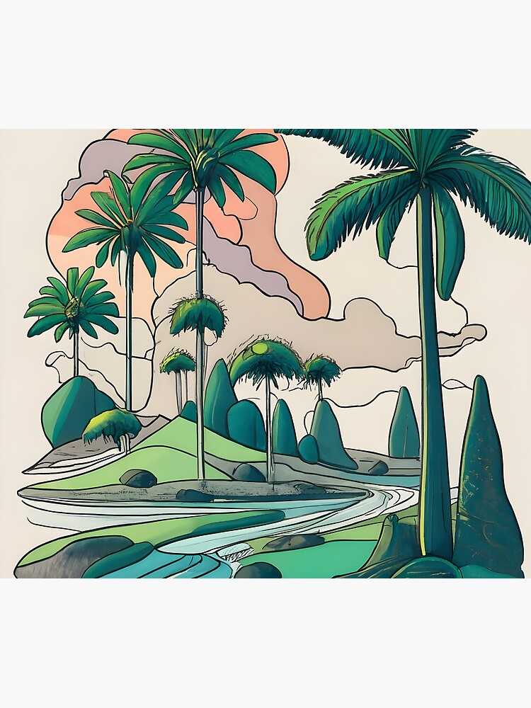 Thumbnail 5 of 5, Mouse Pad, Palm Landscape Ink Drawing designed and sold by Patricks-Art.