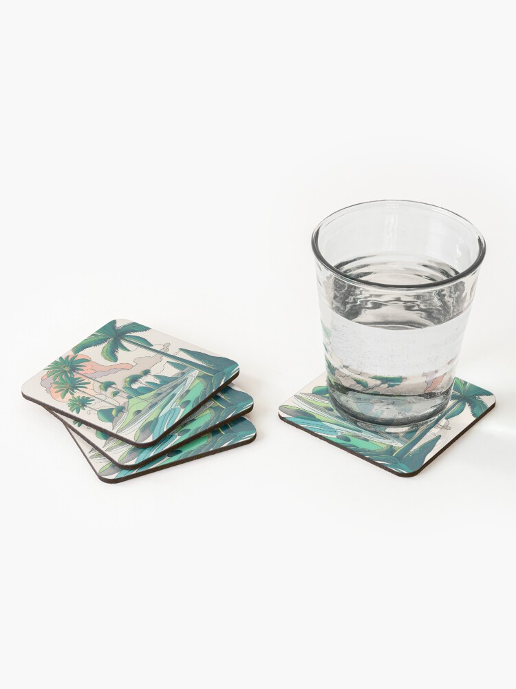 Thumbnail 2 of 5, Coasters (Set of 4), Palm Landscape Ink Drawing designed and sold by Patricks-Art.