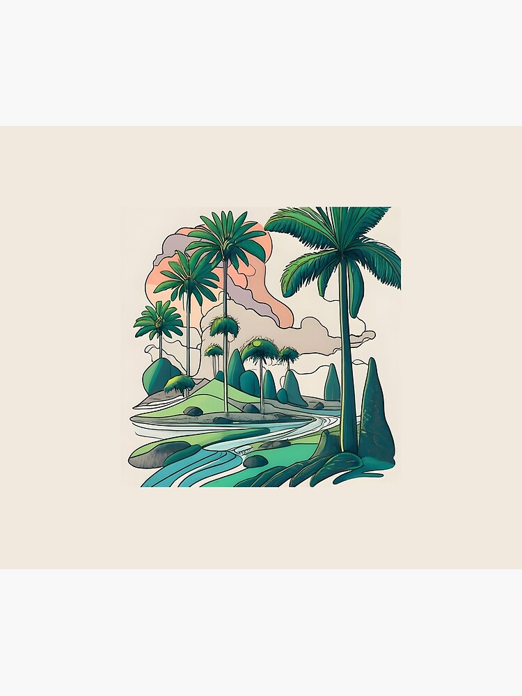 Thumbnail 2 of 2, Duvet Cover, Palm Landscape Ink Drawing designed and sold by Patricks-Art.