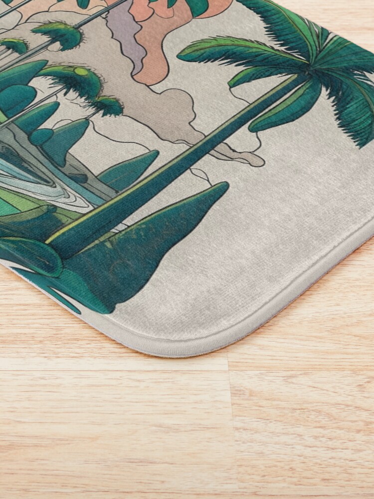 Thumbnail 3 of 6, Bath Mat, Palm Landscape Ink Drawing designed and sold by Patricks-Art.