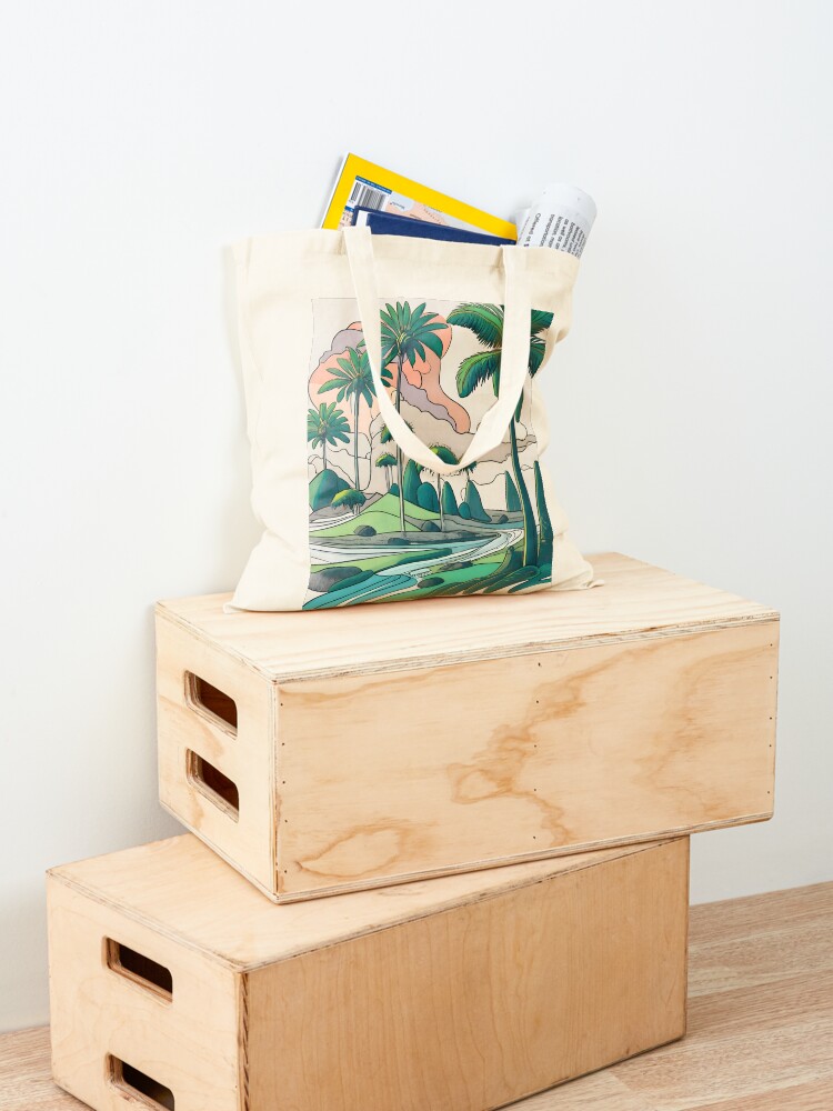 Thumbnail 4 of 5, Tote Bag, Palm Landscape Ink Drawing designed and sold by Patricks-Art.