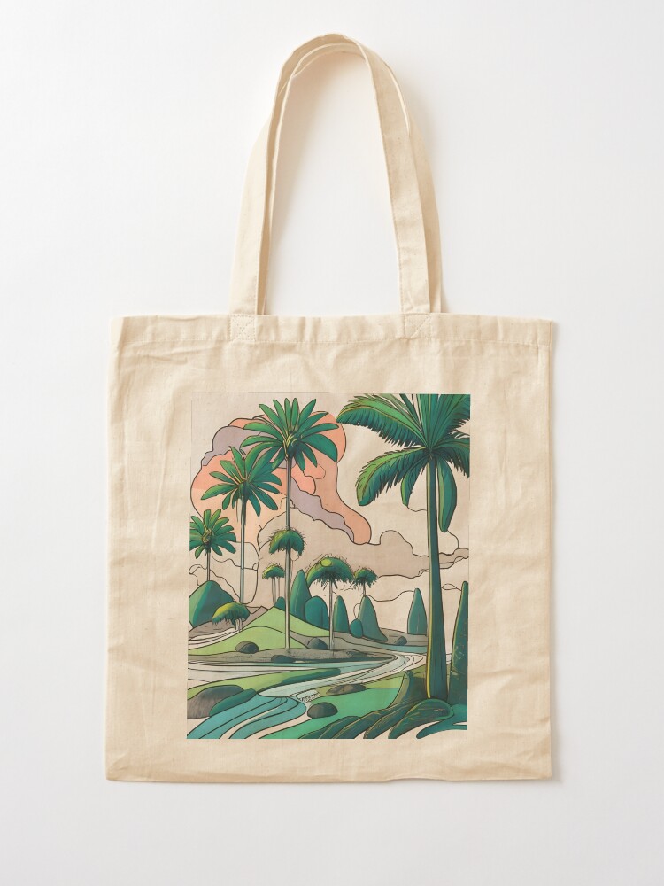 Thumbnail 2 of 5, Tote Bag, Palm Landscape Ink Drawing designed and sold by Patricks-Art.