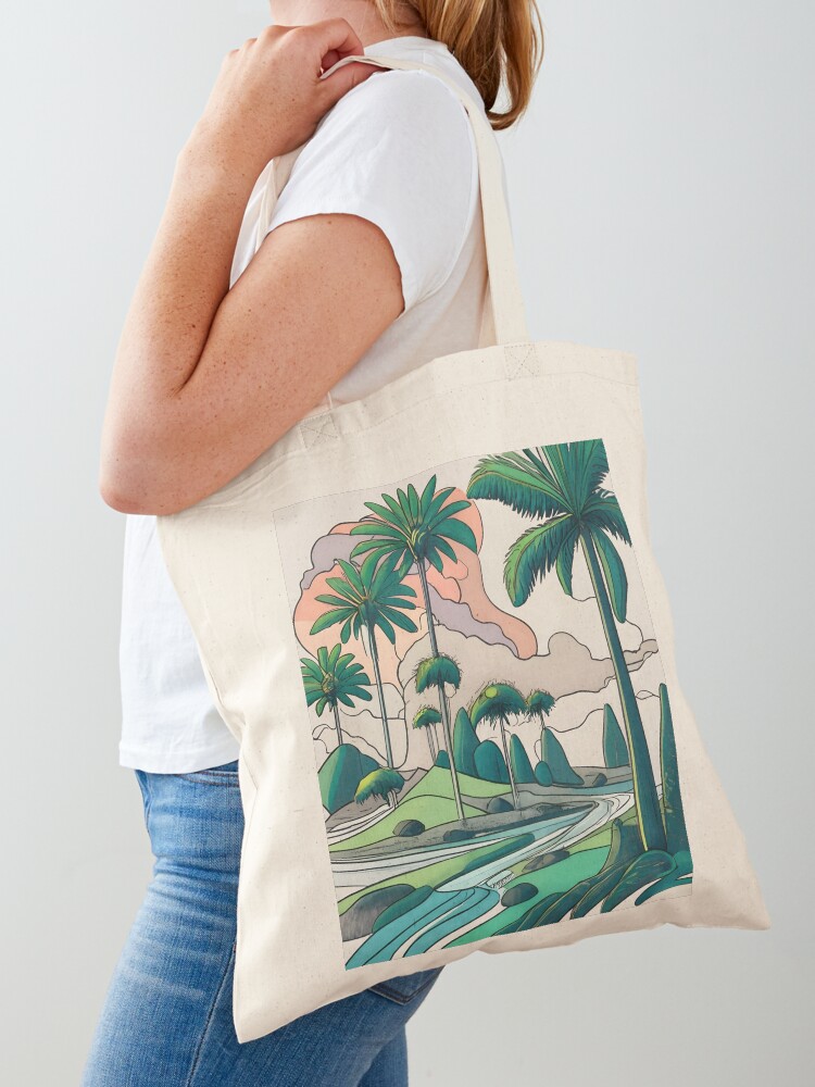 Thumbnail 1 of 5, Tote Bag, Palm Landscape Ink Drawing designed and sold by Patricks-Art.
