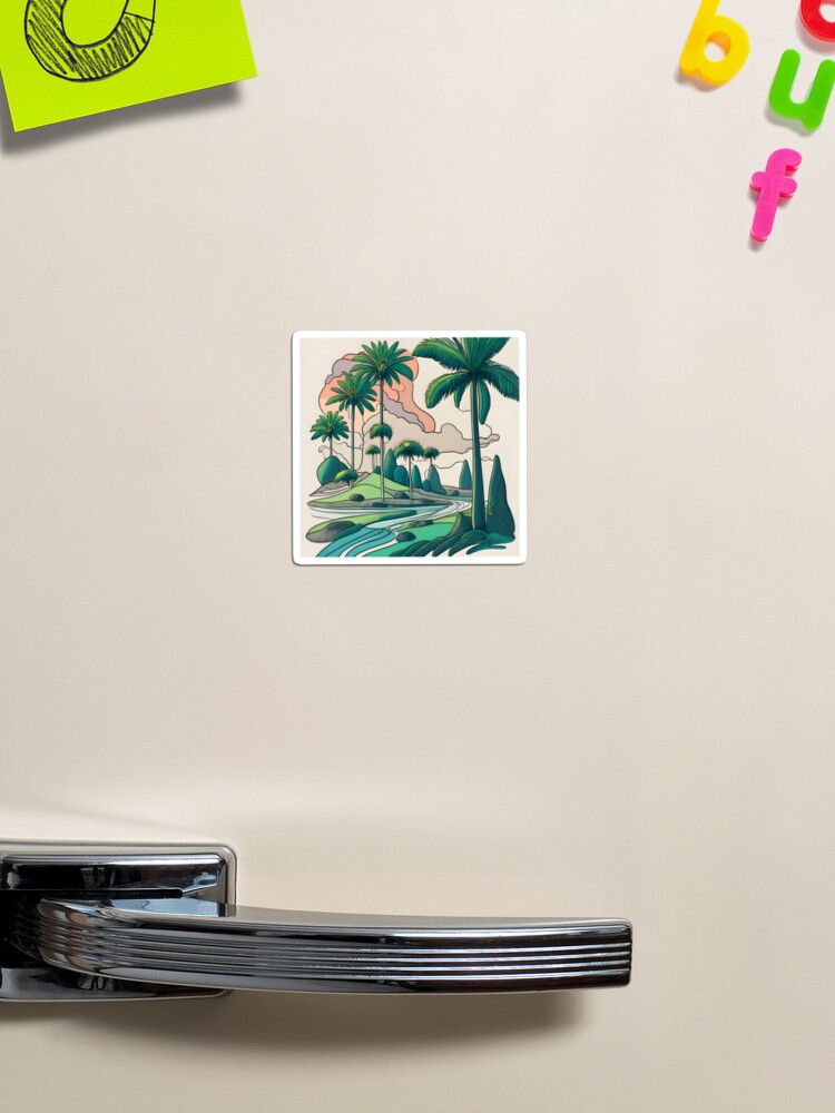 Thumbnail 1 of 3, Magnet, Palm Landscape Ink Drawing designed and sold by Patricks-Art.