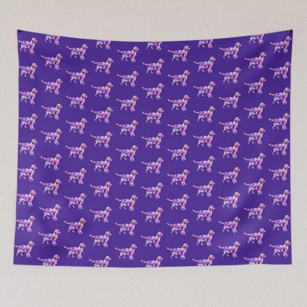 Item preview, Sprocker Spaniel Dog Silhouette Purple Pink Yellow Blue Design designed and sold by AMSonArt.