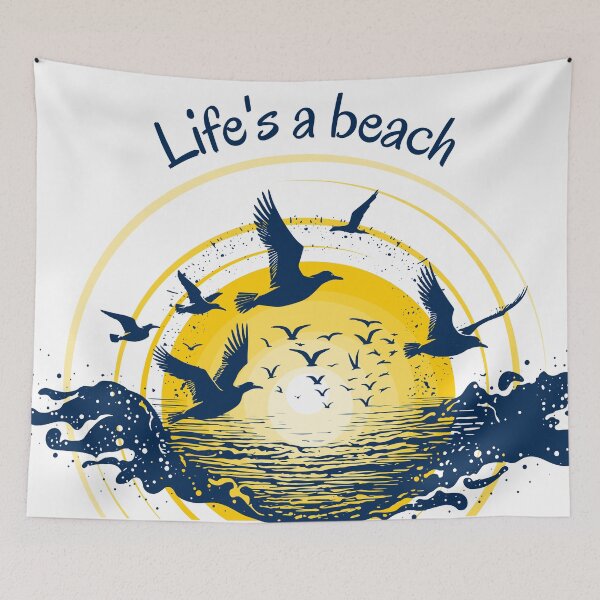 Item preview, Life is a beach with flying birds on sunset designed and sold by drsaver.