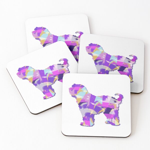 Item preview, Tibetan Terrier Dog Silhouette Purple Pink Yellow Blue Design designed and sold by AMSonArt.