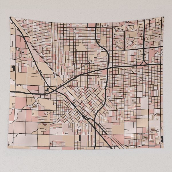 Item preview, Fresno Map Pattern in Soft Pink Pastels designed and sold by PatternMaps.