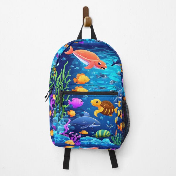Item preview, a group of cartoon sea animals swimming in the ocean designed and sold by PopProArt.