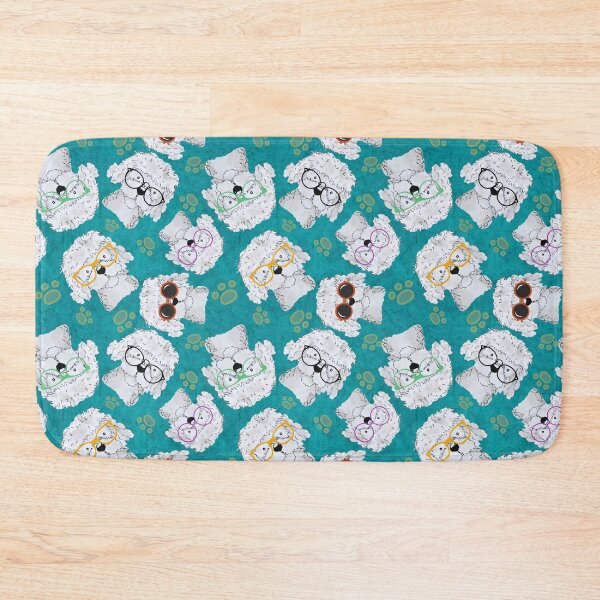Item preview, White Labradoodle dogs wearing spectacles designed and sold by The Quaint and Quirky.