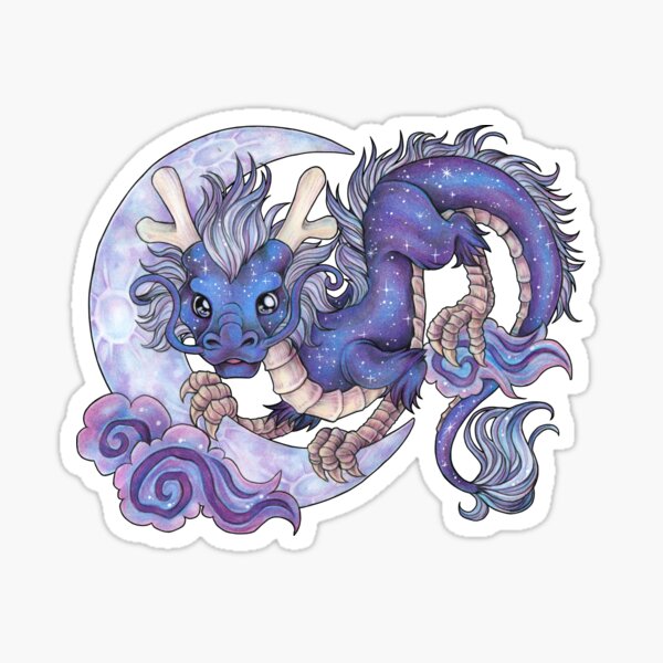 Drache Phantasie Mythologie Luft Himmel Mond Nacht Sticker