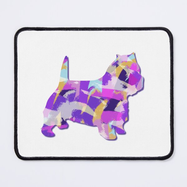 Item preview, Westie Terrier Dog Silhouette Purple Pink Yellow Blue Design designed and sold by AMSonArt.