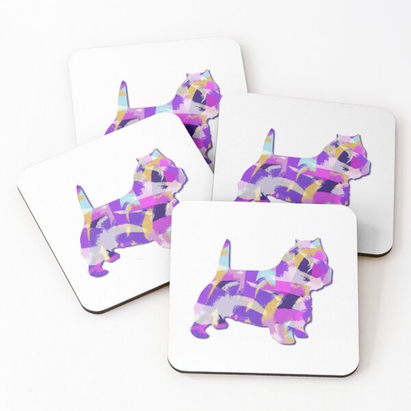 Item preview, Westie Terrier Dog Silhouette Purple Pink Yellow Blue Design designed and sold by AMSonArt.