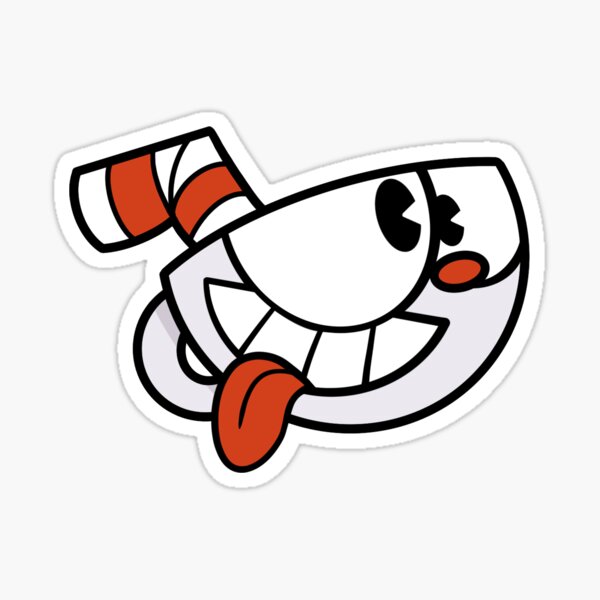 Funny Cuphead with Tongue Hanging Out Sticker
