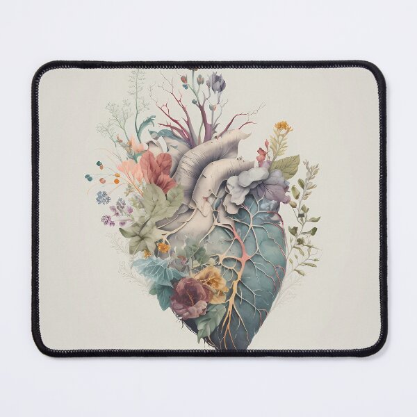 Item preview, Whimsical Anatomy: Foliage and Fantasy, blooming heart artwork designed and sold by EmeraldeaArt.