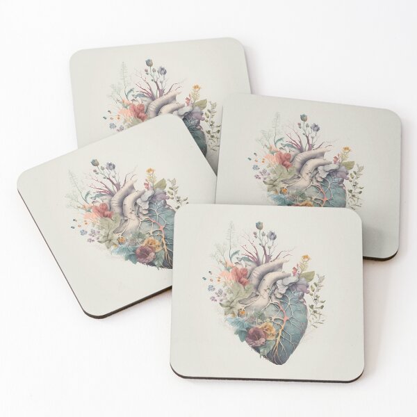 Item preview, Whimsical Anatomy: Foliage and Fantasy, blooming heart artwork designed and sold by EmeraldeaArt.