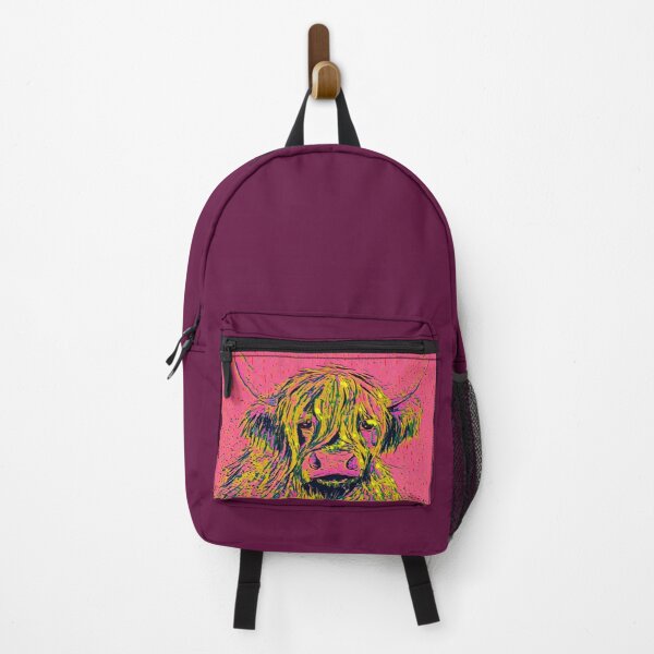 Item preview, Highland cow, pink, edited watercolour painting by Marina Daniluka designed and sold by MariDaniArt.