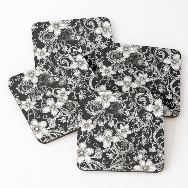 Item preview, Colorful fantasy pattern black white ornaments lace pattern designed and sold by G-M-Designs.