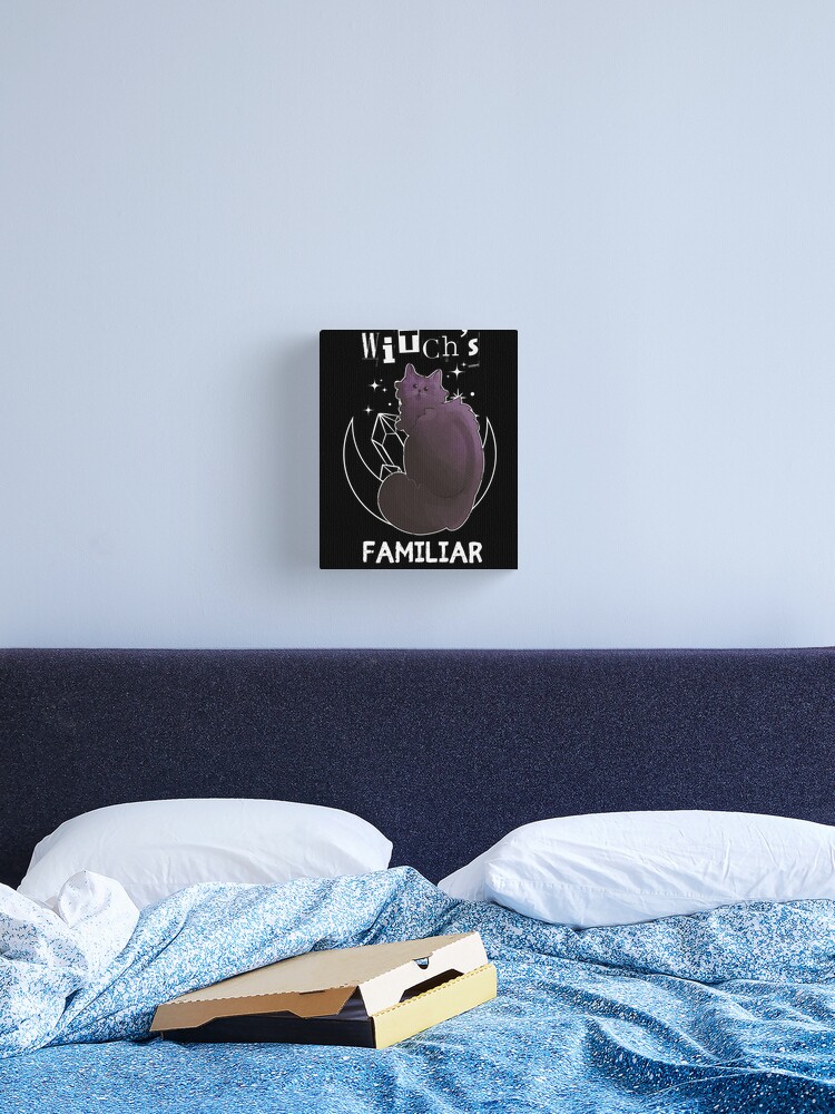 Thumbnail 1 of 3, Canvas Print, Witch's Familiar - Black Cat - Halloween design designed and sold by FelineEmporium.