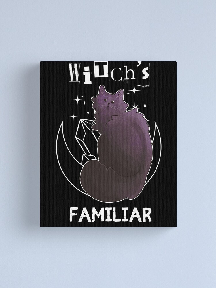 Thumbnail 2 of 3, Canvas Print, Witch's Familiar - Black Cat - Halloween design designed and sold by FelineEmporium.
