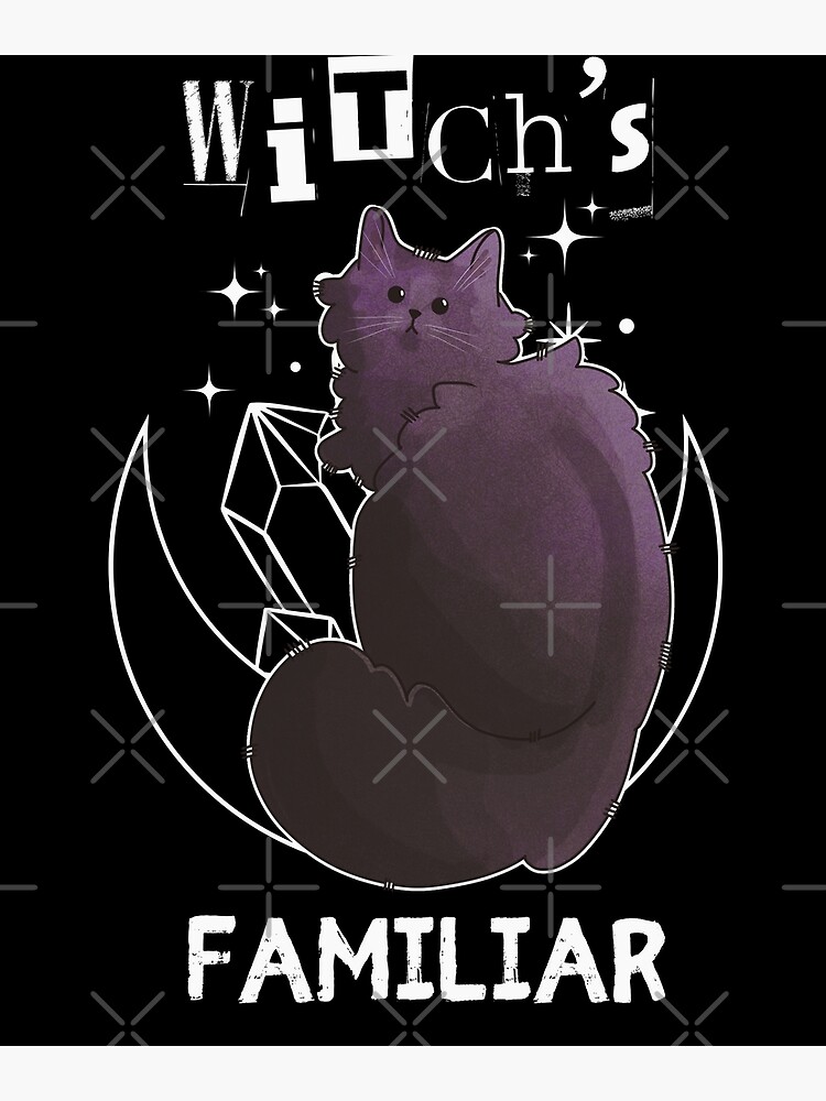 Thumbnail 3 of 3, Canvas Print, Witch's Familiar - Black Cat - Halloween design designed and sold by FelineEmporium.