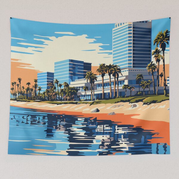 Item preview, A Pop Art Travel Print of Long Beach - California - US designed and sold by StudioRedKoala.