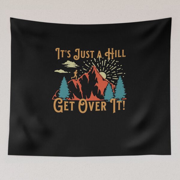 Item preview, Retro Running Motivational Saying Just a Hill Get Over It designed and sold by MissRasheedHam.