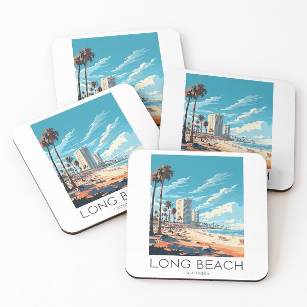 Aperçu de l'œuvre Une impression de voyage Pop Art de Long Beach - Californie - États-Unis créée et vendue par StudioRedKoala.