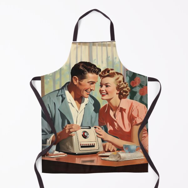 Item preview, Old retro vintage radio advertising from the sixties of a couple with a radio designed and sold by GoldenTimesCafe.