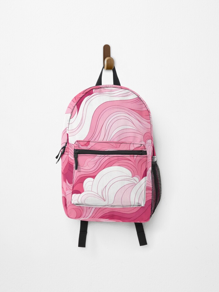 Thumbnail 1 of 3, Backpack, Pink pretty waves pattern designed and sold by SmileshareShop.