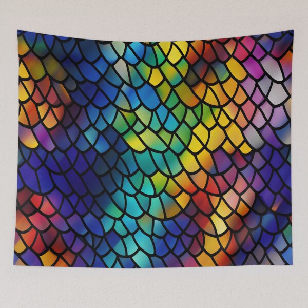Item preview, Colorful fantasy pattern orange blue red white green turquoise yellow black rainbow designed and sold by G-M-Designs.