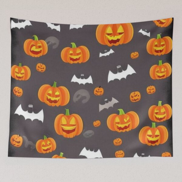 Item preview, Halloween evil pumpkins with bats designed and sold by JackFreestone.