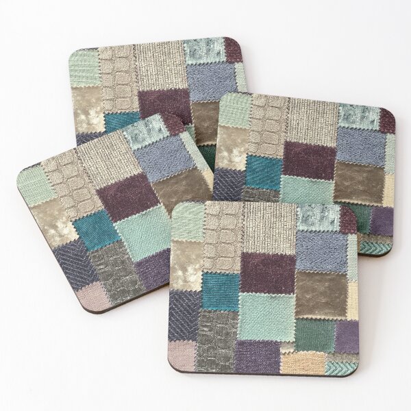 Item preview, Patchwork Textured Fabric Design in Cool Shades designed and sold by PilgrimCraft.