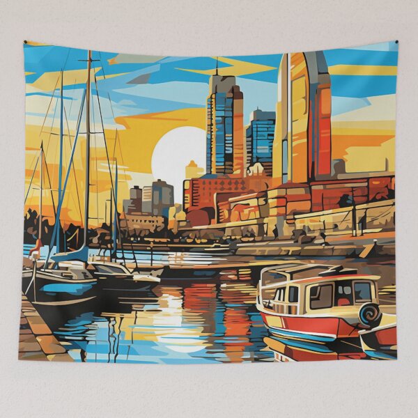 Item preview, A Pop Art Travel Print of the Puerto Madero in Buenos Aires - Argentina  designed and sold by StudioRedKoala.