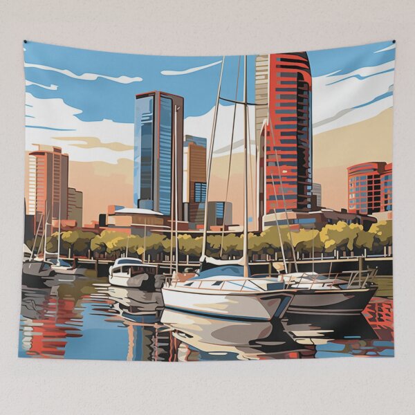 Item preview, A Pop Art Travel Print of the Puerto Madero in Buenos Aires - Argentina  designed and sold by StudioRedKoala.
