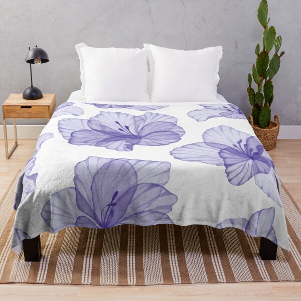 Item preview, Purple Hibiscus translucent flowers. Exotic Transparent flower watercolor print. Romantic tropical illustration designed and sold by likapix.