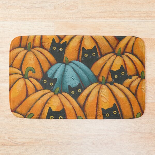 More Black Cats in the Pumpkin Patch Bath Mat