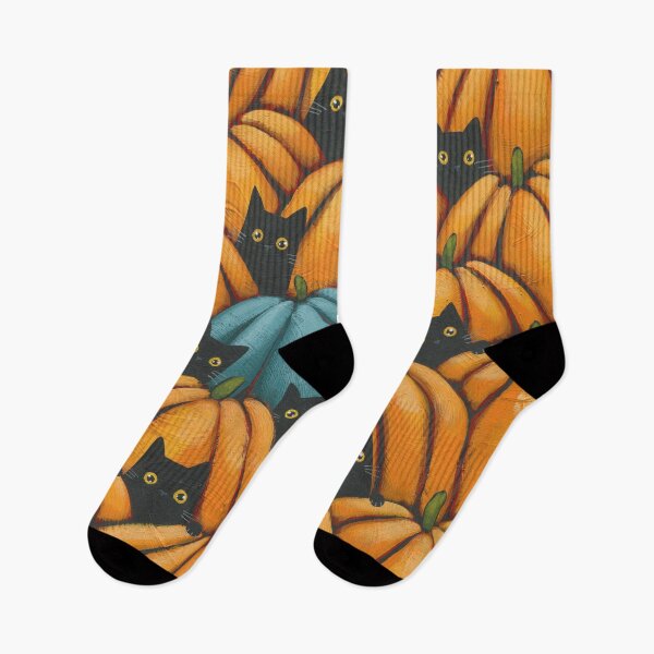 Item preview, More Black Cats in the Pumpkin Patch designed and sold by KilkennyCat Art.