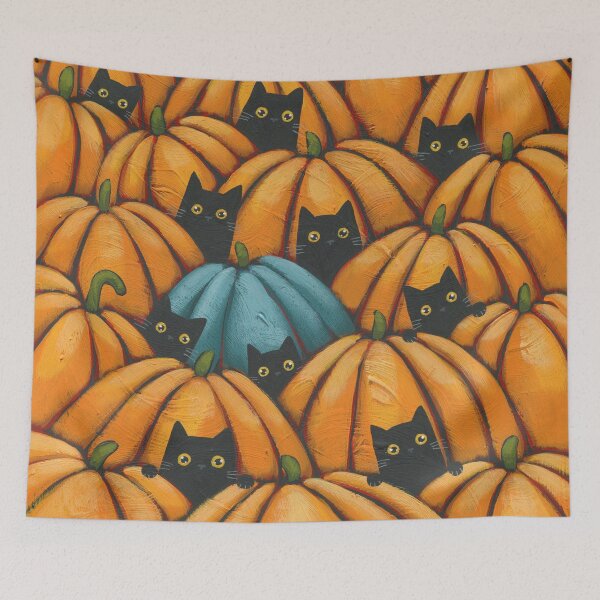 Item preview, More Black Cats in the Pumpkin Patch designed and sold by KilkennyCat Art.