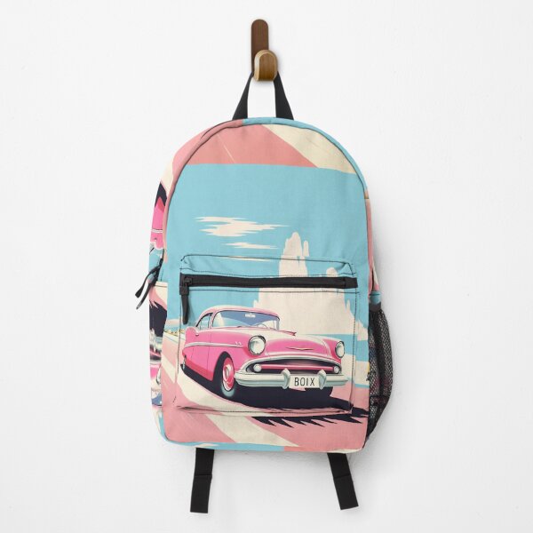 Item preview, Classic pink car illustration in nouveau art with soft pastel colors designed and sold by GoldenTimesCafe.